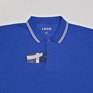 Mens Izod Solid Blue Polo Golf Shirt XXL